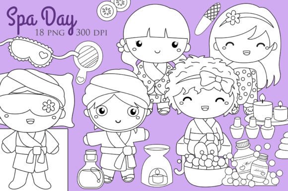 Download Girl Doing Spa Treatment Day Digi Stamp - Treatment Collection