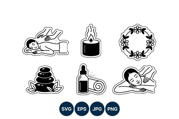 Download Spa Massage Therapy Black White Icons - Premium Resources