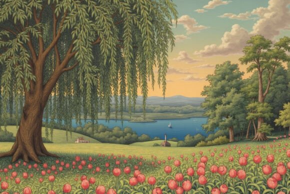 Download Painting Lush Forest Landscape Backgroun - Lush Collection