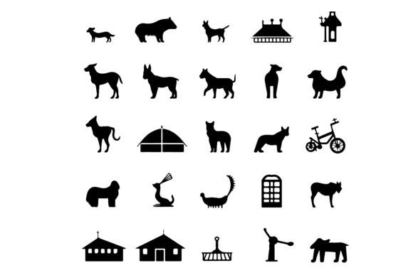 Download Black Silhouette Veterinary Symbol Set - Symbol Collection