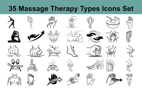 Download 35 Massage Therapy Types Icons Set - Premium Resources