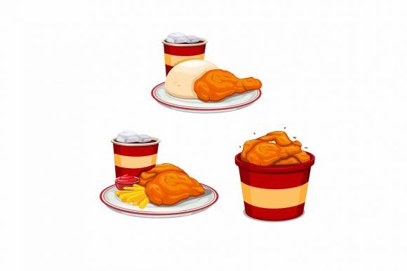 Download Fried Chicken Menu Symbol Set Vector - Symbol Collection